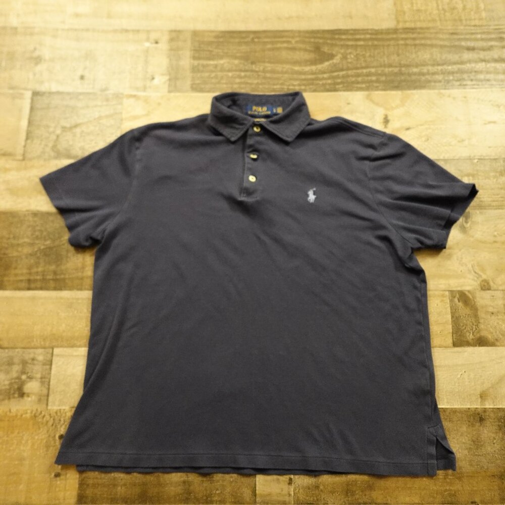 Polo Ralph Lauren Custom Slim Fit Polo Shirt‎ - Navy Blue - Size L Short length